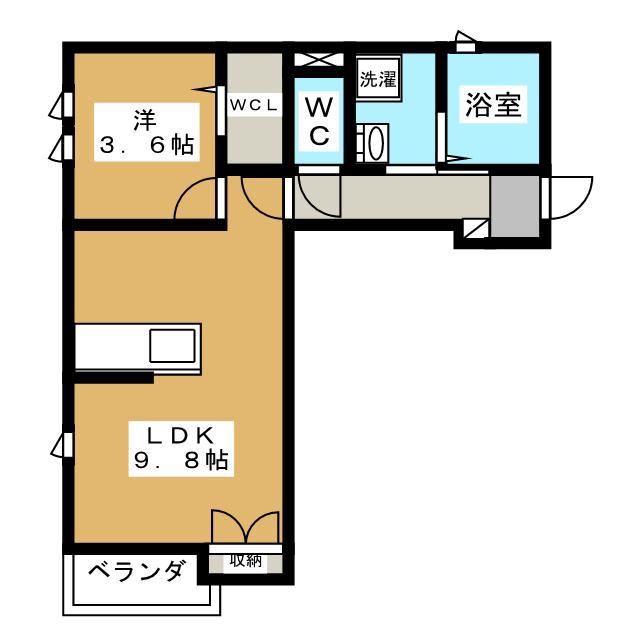 LA SITA埋橋(1LDK/3階)の間取り写真
