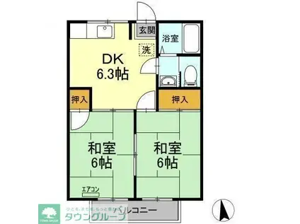 第2山治ハイツ(2DK/2階)の間取り写真