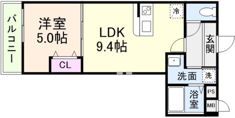 フジパレス住吉遠里小野V番館(1LDK/1階)の間取り写真