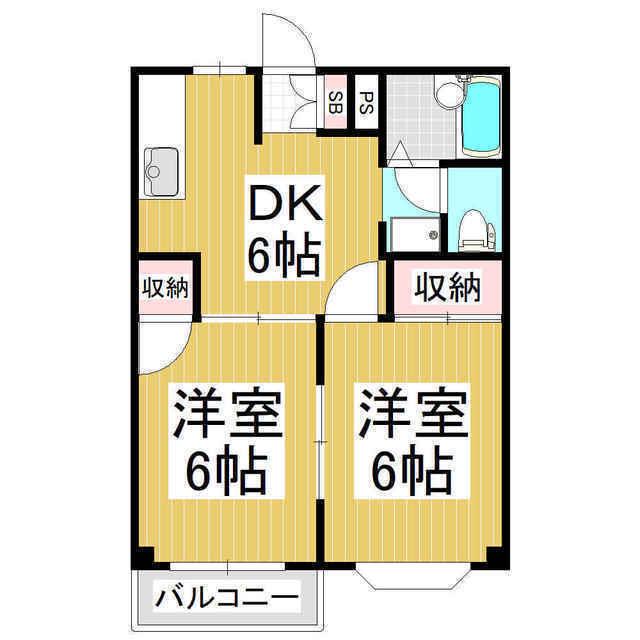 タウニーフジA(2DK/1階)の間取り写真