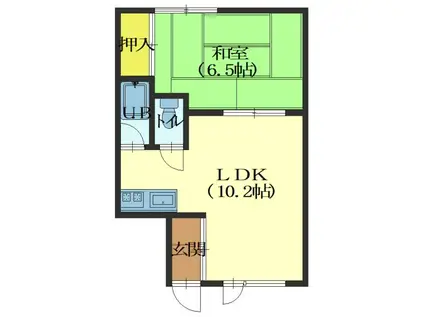 OCEAN FRONT39青柳(1LDK/1階)の間取り写真
