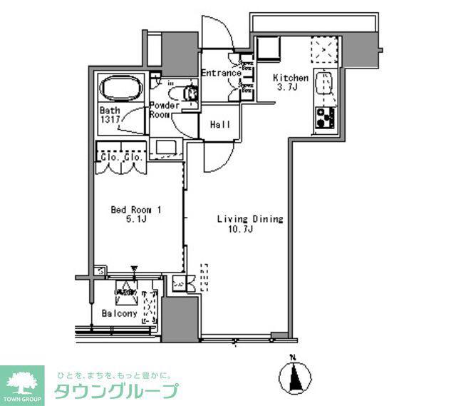 WHITETOWERHAMAMATSUCHO(1LDK/8階)の間取り写真