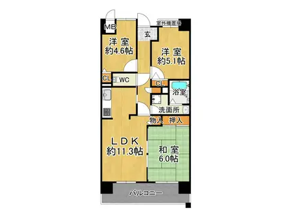 ウエストコート8番街2番館(3LDK/8階)の間取り写真