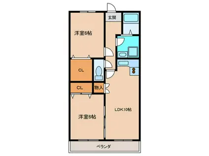 ピアハウス(2LDK/1階)の間取り写真
