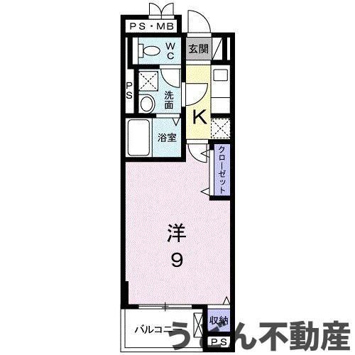 グランソレイユ(1K/1階)の間取り写真