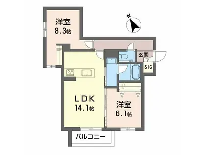 KAWANA TERRACE(2LDK/2階)の間取り写真