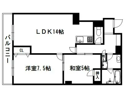レヴィア北白川(2LDK/4階)の間取り写真