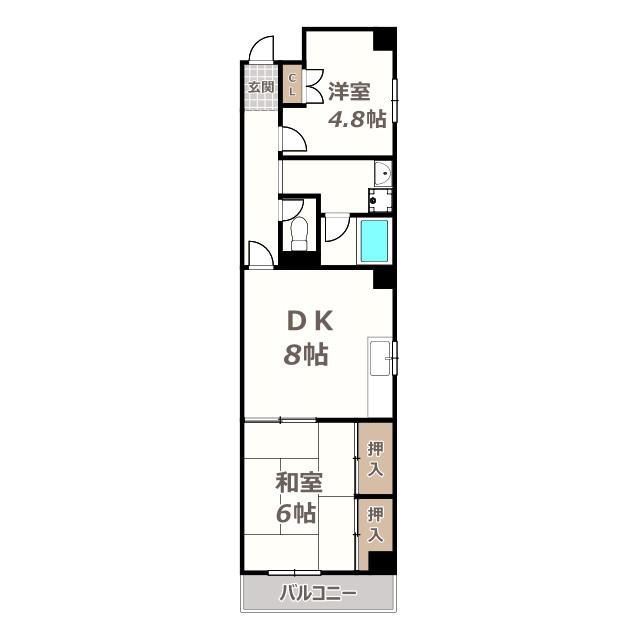 ローズコート(2DK/3階)の間取り写真