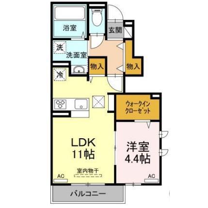 メゾンドゥ フルール(1LDK/1階)の間取り写真