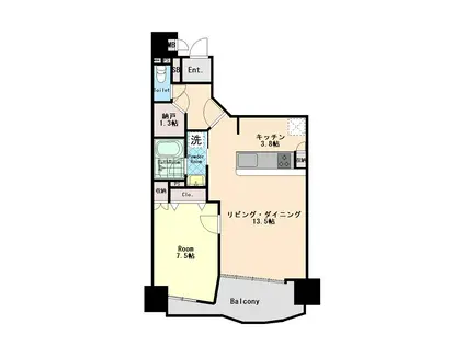 グランシティ山下公園(1LDK/2階)の間取り写真