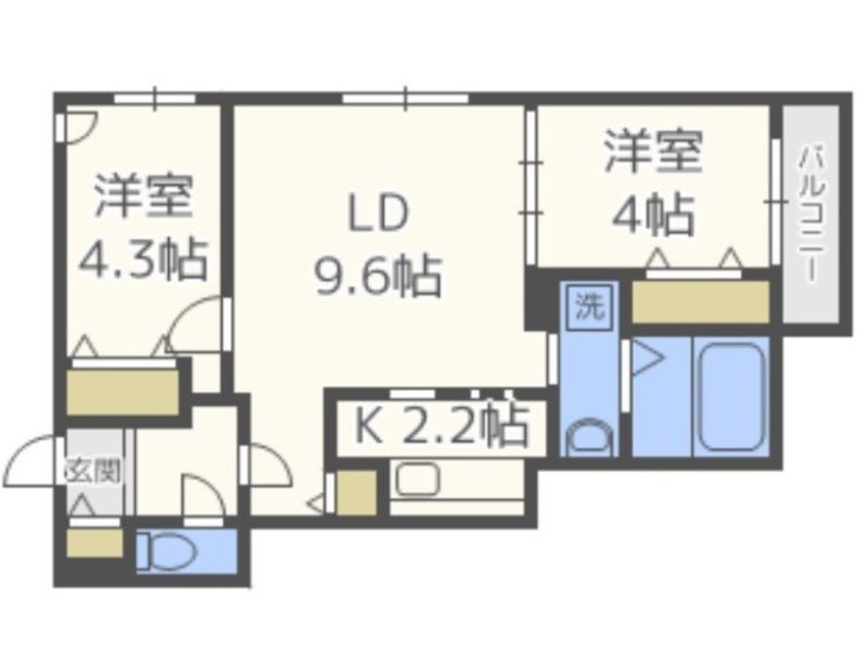 ラヴィータ美園(2LDK/2階)の間取り写真