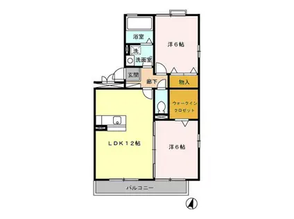 グランドゥールくすの木II(2LDK/3階)の間取り写真