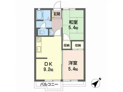 タウニィ日岡(2DK/2階)の間取り写真