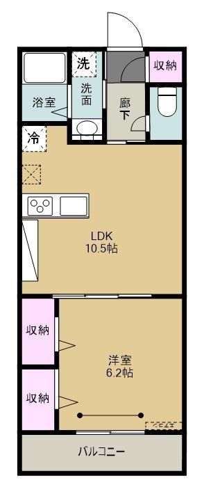 エシカルコート光が丘(1LDK/1階)の間取り写真