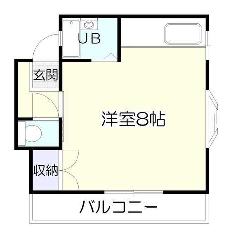 花堂ビル(1K/3階)の間取り写真