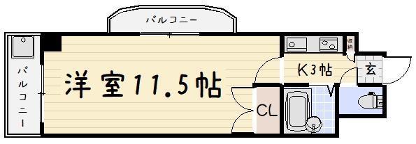 ロイヤルリージェント(1K/4階)の間取り写真