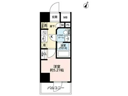 プレール・ドゥーク川口並木(1K/6階)の間取り写真