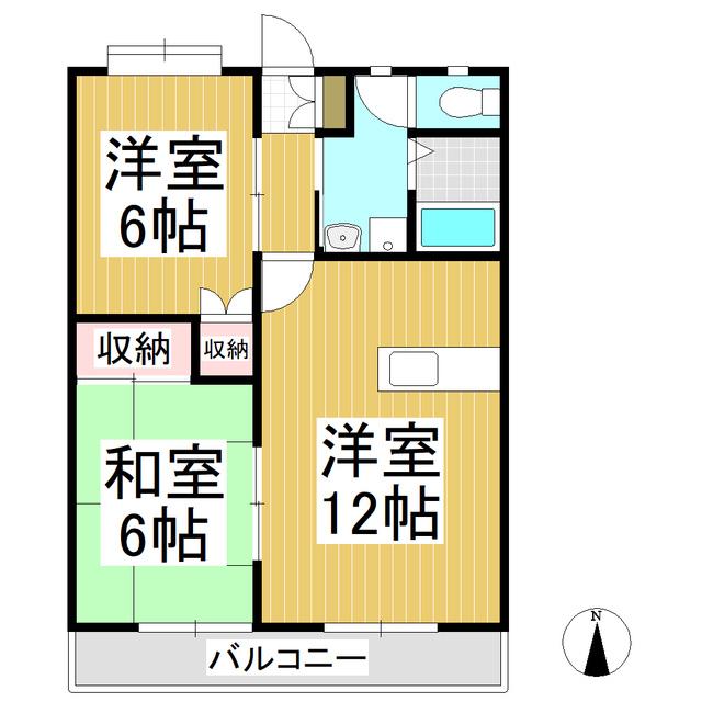 ハーベスト築地(2LDK/2階)の間取り写真