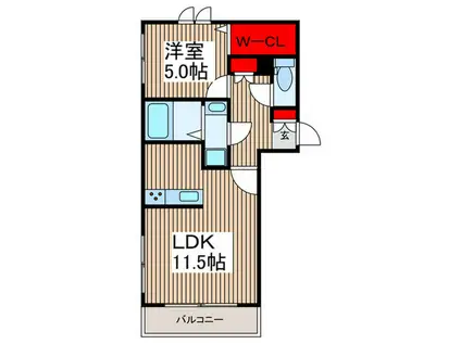 ローズガーデン(1LDK/2階)の間取り写真