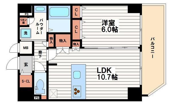 アドバンス大阪城レガーレ(1LDK/10階)の間取り写真