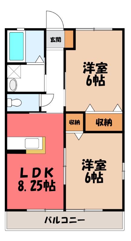 パークハイツII(2LDK/2階)の間取り写真