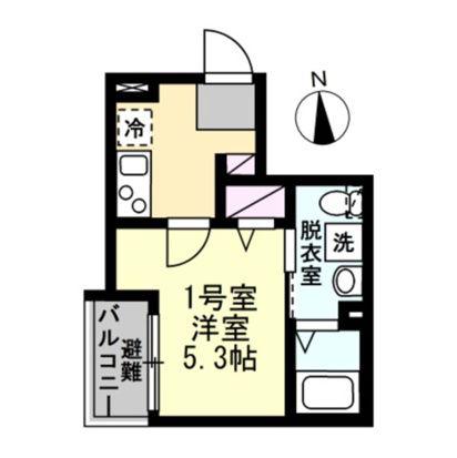 ベイルーム本厚木(1K/2階)の間取り写真