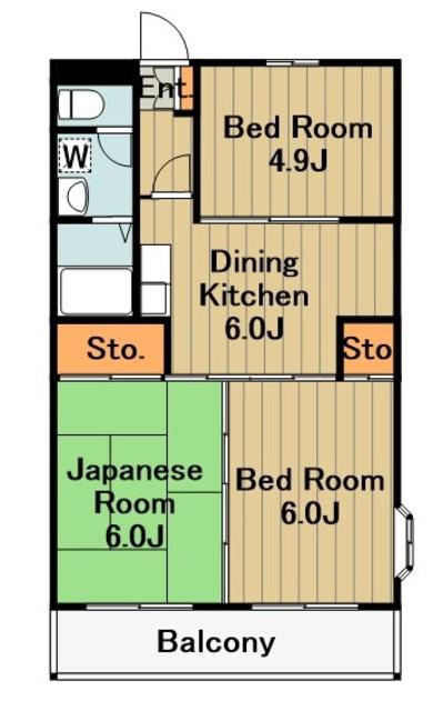 サンモールクレスト(3DK/2階)の間取り写真