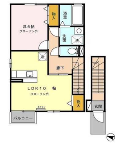 ローズコートSUGIYAMA(1LDK/2階)の間取り写真