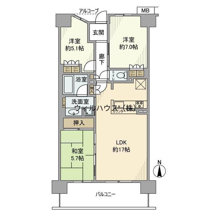ジェイグラン・エル堺(3LDK/4階)の間取り写真