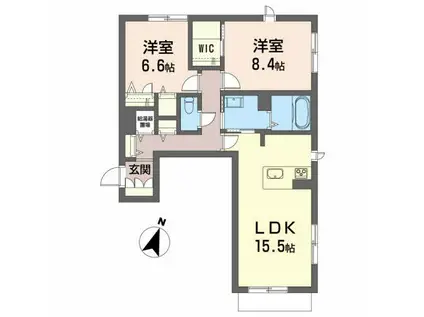 メゾンマスト名須川A棟(2LDK/1階)の間取り写真