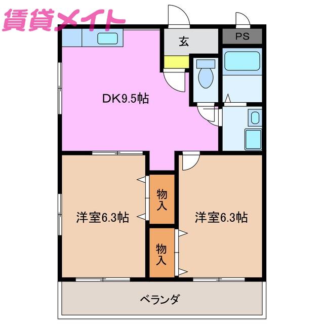 TEA POT(2DK/2階)の間取り写真