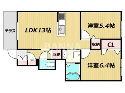 レジデンス原尾島D棟(2LDK/2階)の間取り写真