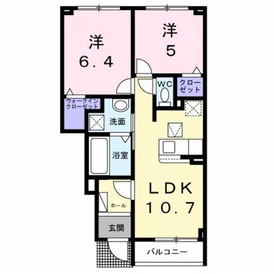 湘南新宿ライン高海 井野駅(群馬) 徒歩39分 2階建 築1年(2LDK/1階)の間取り写真