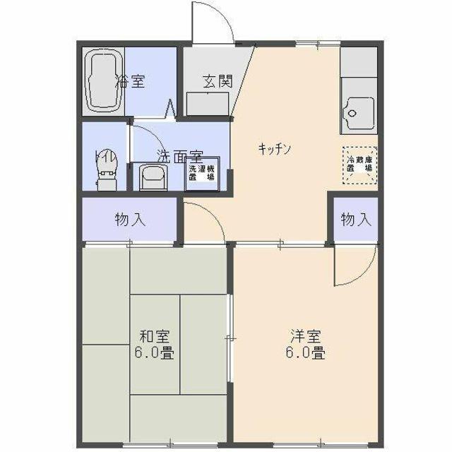 アリーナ相生III(2DK/2階)の間取り写真