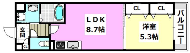 ピレーネ一津屋(1LDK/1階)の間取り写真
