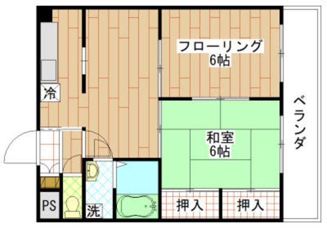 第5ハイツ和光(2LDK/2階)の間取り写真
