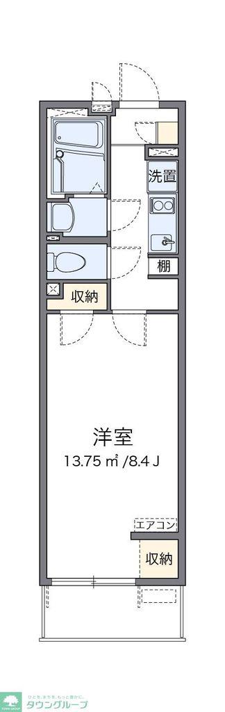 クレイノRIVER CITY(1K/2階)の間取り写真
