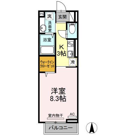 シュトラール(1K/2階)の間取り写真