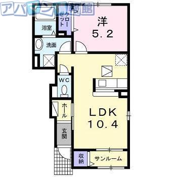 ベルパラダイスA(1LDK/1階)の間取り写真