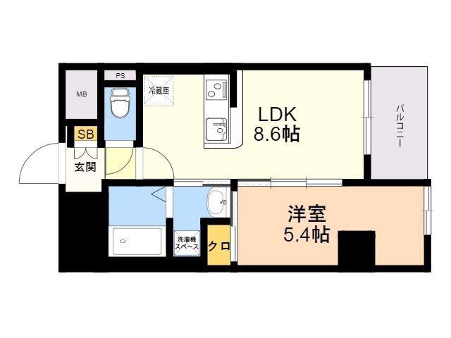 シャンボールなごみ(1LDK/7階)の間取り写真