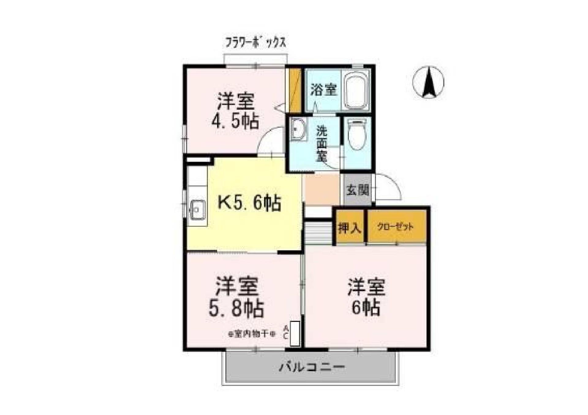 クロリス(3DK/1階)の間取り写真