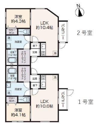 ILUSION下曽根(1LDK/1階)の間取り写真