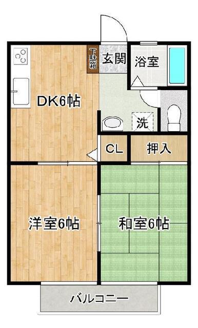 パークハイツ東(2DK/2階)の間取り写真