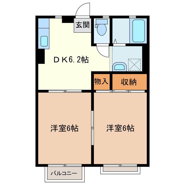 ジュネスI(2DK/1階)の間取り写真