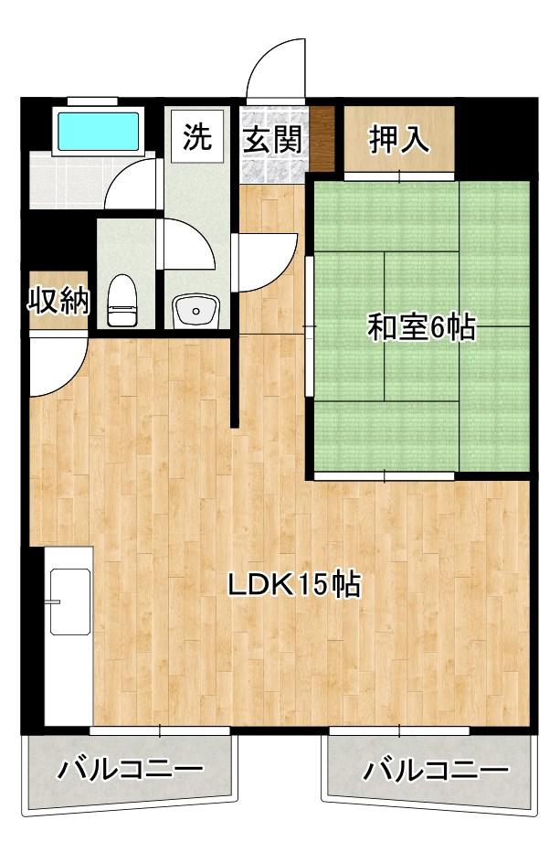 以和貴ビル(2LDK/4階)の間取り写真