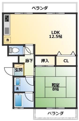 メゾンアリダ(1LDK/2階)の間取り写真