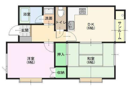 ベルマーレ(2DK/1階)の間取り写真