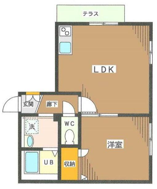 メゾンメルヴェイユ(1LDK/1階)の間取り写真
