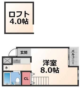 ラ・メゾン中小阪(1K/2階)の間取り写真