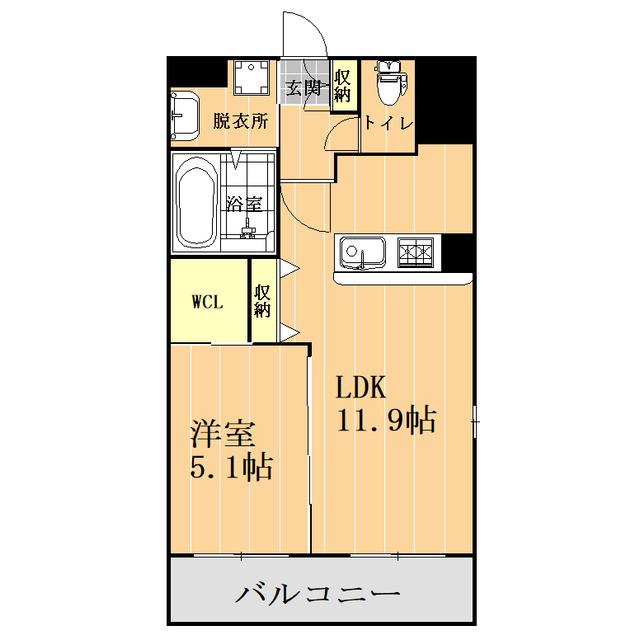 JEUNESSE新大江(1LDK/7階)の間取り写真